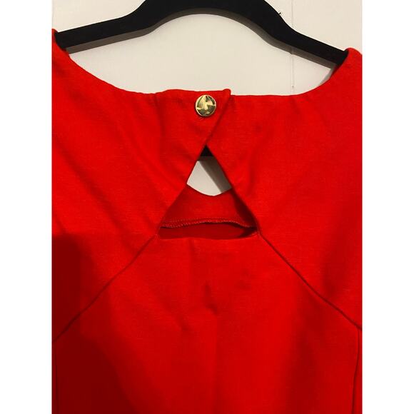 Talbots Red Sleeveless‎ Fitted Jersey Dress Size 10 Zip Side Office Siren Staple - Picture 3 of 7